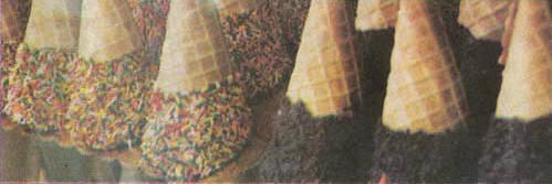 Emack & Bolio's offers various varieties of sprinkled waffle cones.